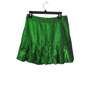 NWT Queen of Sparkles Green Sequin Ruffle Skirt Sz Large